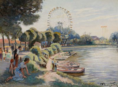 Богородский Федор Семенович (1895-1959) Картина &laquo;Парк Горького&raquo;. 1930-е гг. Картон, масло. 31 х 