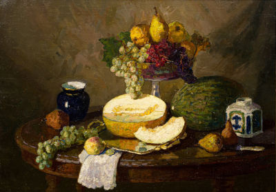 Елизаров Юсуф Ифраимович (1920-1974) Картина &laquo;Натюрморт&raquo;. 1950 г. Холст, масло. 77 х 109 см. В 