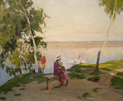 Каманин Александр Михайлович (1905-1989) Картина &laquo;На Волге&raquo;. 1950 г. Холст, масло. 42,5 х 52 