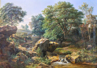 &Eacute;douard Auguste Nousveaux (1811– 1867) Картина &laquo;Пейзаж с речкой&raquo;. 1842 г. Холст, масло. 44 х 59 