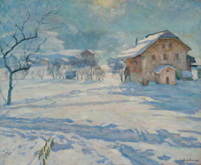 Лаховский Арнольд Борисович (1880-1937) Картина &laquo;Зимний пейзаж&raquo;. Холст, масло. Начало ХХ века. 