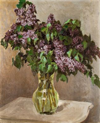 Нилов Никита Сергеевич (1887–1971) Картина &laquo;Сирень&raquo;. 1935 г. Холст, масло. 80 x 65 см. В раме 