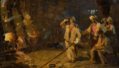Нестеров Иван Наумович (1922-2003) Картина &laquo;Металлурги&raquo;. 1955 год. Эскиз. Картон, масло. 39 х 