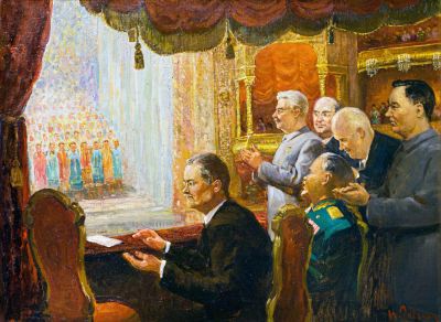 Радоман Игорь Владимирович (1921-1992) Картина &laquo;Вожди в театре&raquo;. 1950-е гг. Холст, масло. 59 х 
