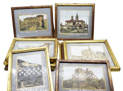 Lot of ten antique prints depicting mainly Piedmontese landscapes Italy. Lotto di dieci stampe 