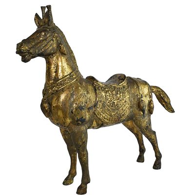 Bronze sculpture "HORSE"
24x29x10cm approx.
Partially gilded bronze sculpture depicting 