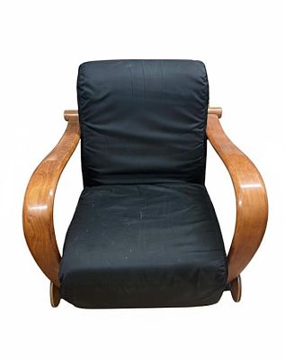 Vintage Bentwood Armchair with Black Fabric Seat, Art Deco / Mid-Century Style (Mid-20th 