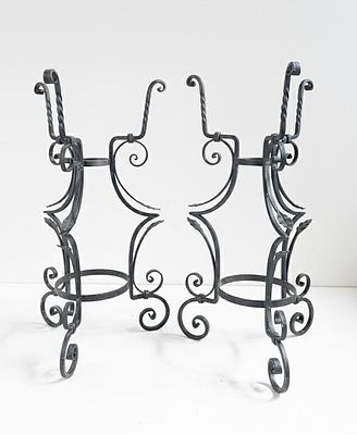 Pair of Elegant Wrought Iron Bases / Plant Stands. A splendid pair of wrought iron stands 
