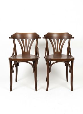 Pair of Dark Bentwood Cafe/Bistro Chairs (Thonet Style No. 18 or Variant, Late 19th - Early 