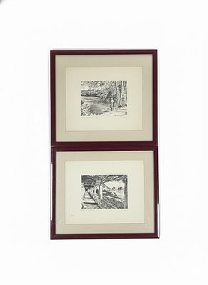 Lot of two signed and titled prints depicting various Italian landscapes, framed size 