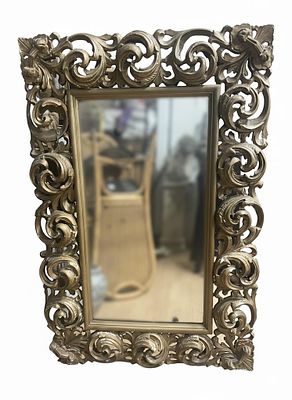 Splendido Specchio in stile Barocco cm 110x70. Raffinato specchio dalla ricca cornice in legno 