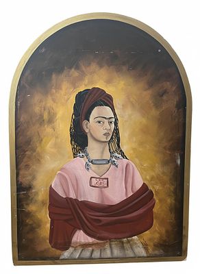 Dipinto a tempera su panello rigido Ritratto in Rosa cm 160x125 Firmato in basso. Affascinante 