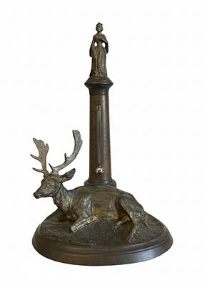 Curioso Termometro Scultoreo "Il Cervo in Riposo" in Bronzo CM 18 scuola francese Realismo 