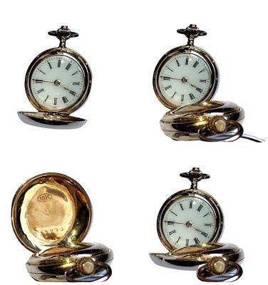 Orologio gioiello in oro a 3 casse. 24 mm di diametro
funzionante. Orologio gioiello in oro a 3 