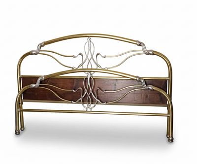 Testata da Letto in Ottone e Metallo Cromato – Stile Liberty. Elegante testata da letto in 