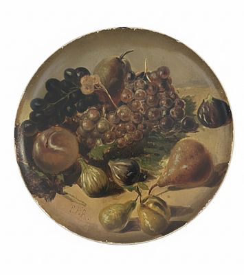 Piatto Decorativo in Ceramica – Natura Morta con Frutta Autunnale – Firmato "P.F.R." cm 30. Raffi 