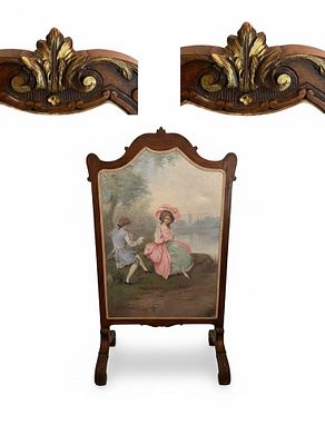 Paravento/Schermo da Camino con dipinto raffigurante Scena Galante cm 103x70 circa. Paravento/Sch 