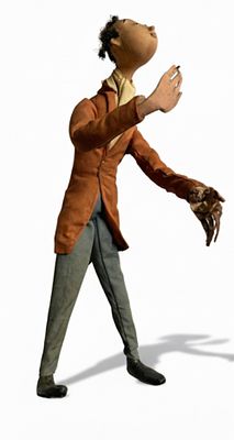 Raro Puppet Artigianale in Stile Espressionista – Scultura da Esposizione / Cinema 