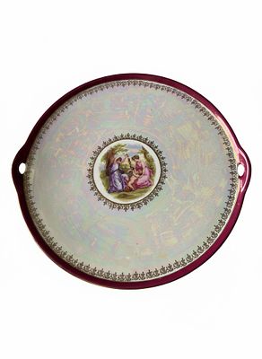 Grande Vassoio Circolare in Porcellana cm 30. Imponente vassoio circolare da portata con manici 