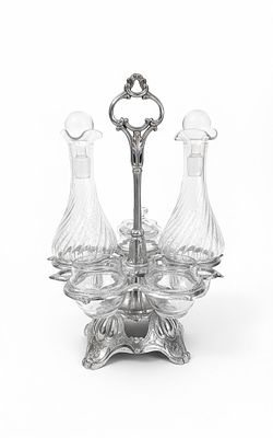 Convito d'Epoca – Set da Condimento in Cristallo e Metallo. Elegante set da tavola composto da 