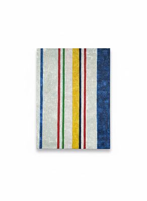 Dipinto su tela raffigurante Geometria Materica: Verticalismi in Blu 80x60. Materia: Olio su 