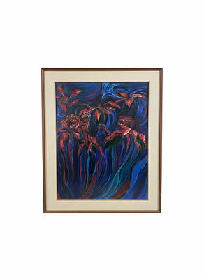 Dipinto su tela "Fioritura Notturna: Sintesi Elettra" cm 70x90 cornice 107x88. Un Dipinto 