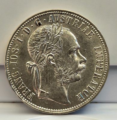 1 פלורין 1883 – אוסטריה, כסף 
מטבע כסף מקורי משנת 1883, מתקופת שלטונו הארוך של הקיסר פרנץ יוזף 