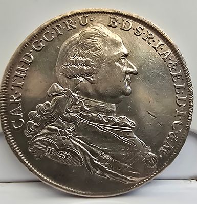 בוואריה – תאלר כסף 1778, קרל תאודור (Patrona Bavariae) 
מטבע כסף מרשים משנת 1778, מתקופת שלטונו 
