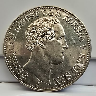 סקסוניה – תאלר כסף 1849, פרידריך אוגוסט השני 
מטבע כסף מרשים משנת 1849, מתקופת שלטונו של המלך 
