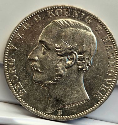 הנובר – תאלר כסף 1863, גיאורג החמישי 
מטבע כסף יפה משנת 1863 מתקופת שלטונו של המלך גיאורג 