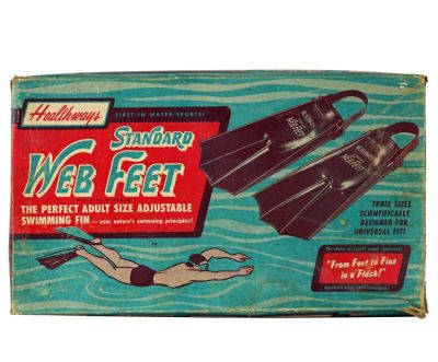 Healthways Web Feet Scuba Flippers New In Box. This is very rare find, original Healthways Web 