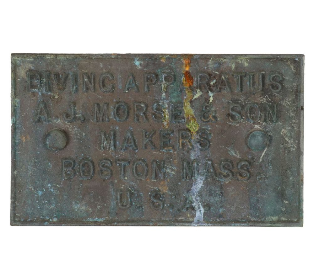 Lot 181: AJ Morse & Son Circa 1900 Diving Apparatus Box ID Plate