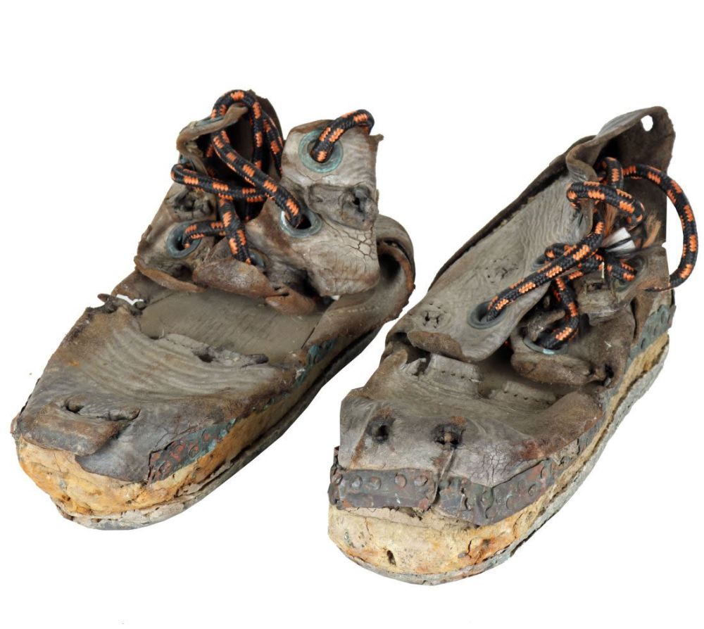 Lot 191: Antique Wood & Lead Divers Boots For Restoration