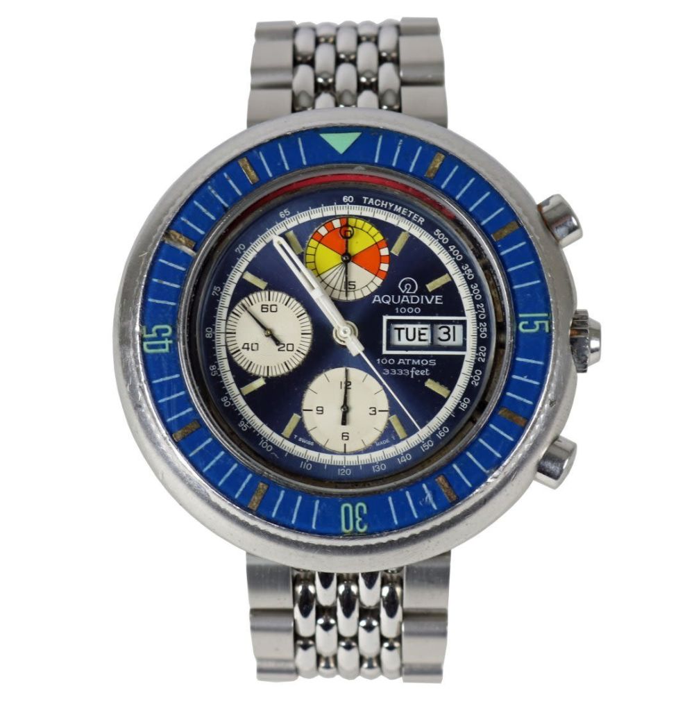 Lot 198: Aquadive 1000m Caribbean Triple Safe Chronograph Divers Watch 1970s