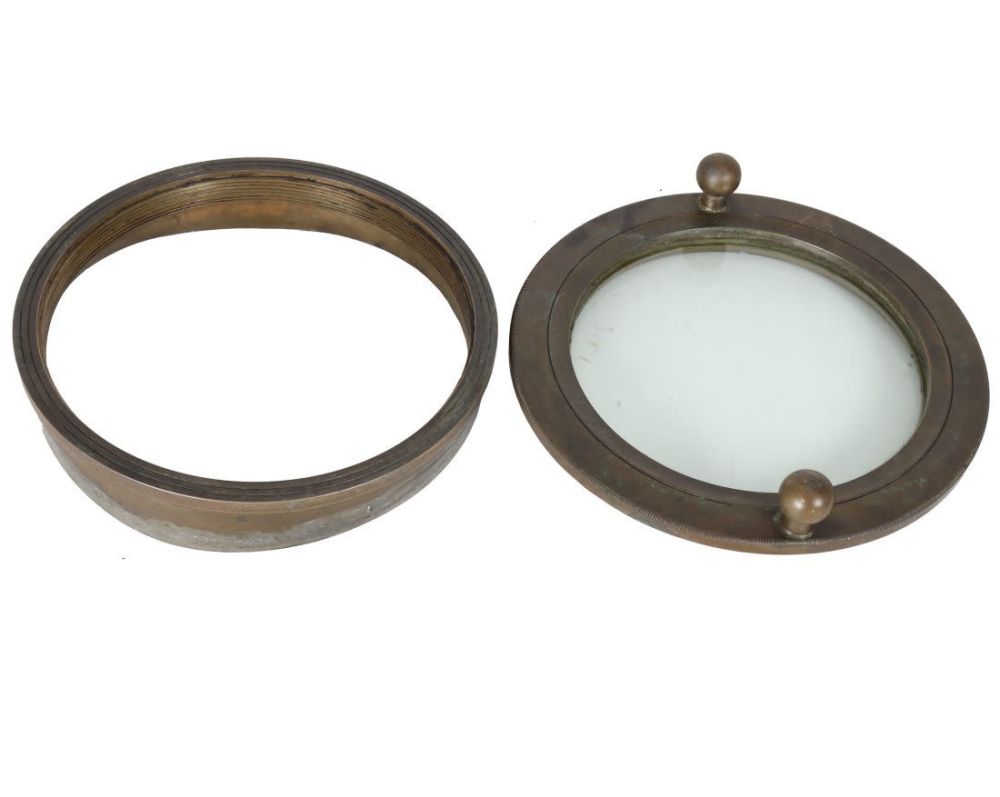 Lot 211: Large Japanese Diving Helmet Face Plate & Port Frame