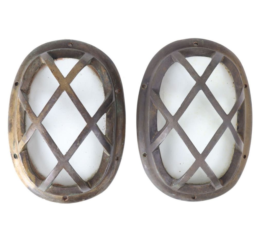 Lot 215: Two Japanese Diving Helmet Side View Port Guards w/ Glass