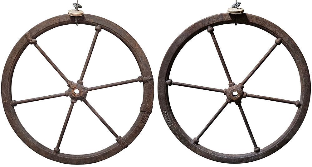 Lot 161: Siebe Gorman Diving Air Pump Cast Iron Wheel Set