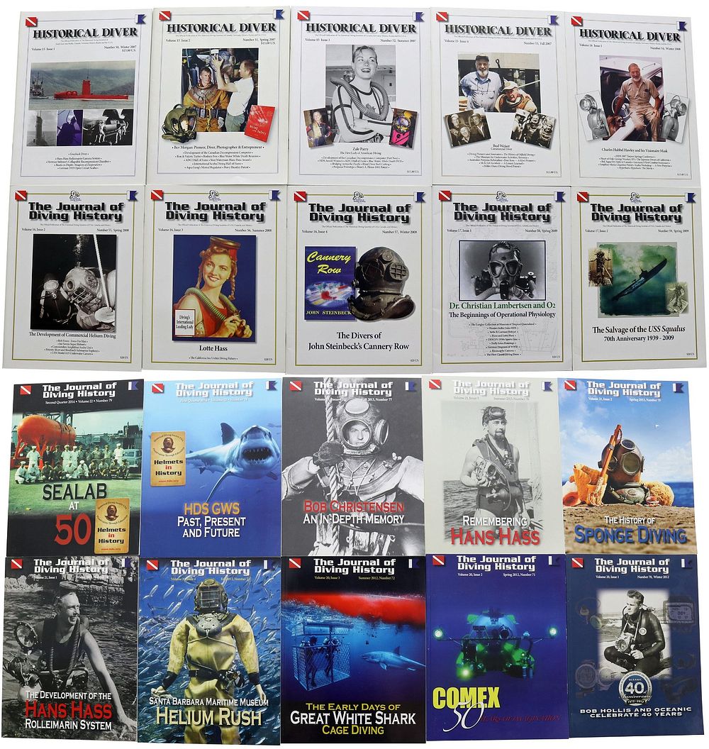 Lot 240: 20 Historical Diver & Journal of Diving History Issues