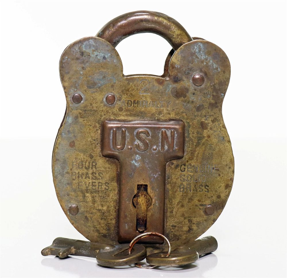 Lot 261: US Navy Brass Pad Lock With Keys