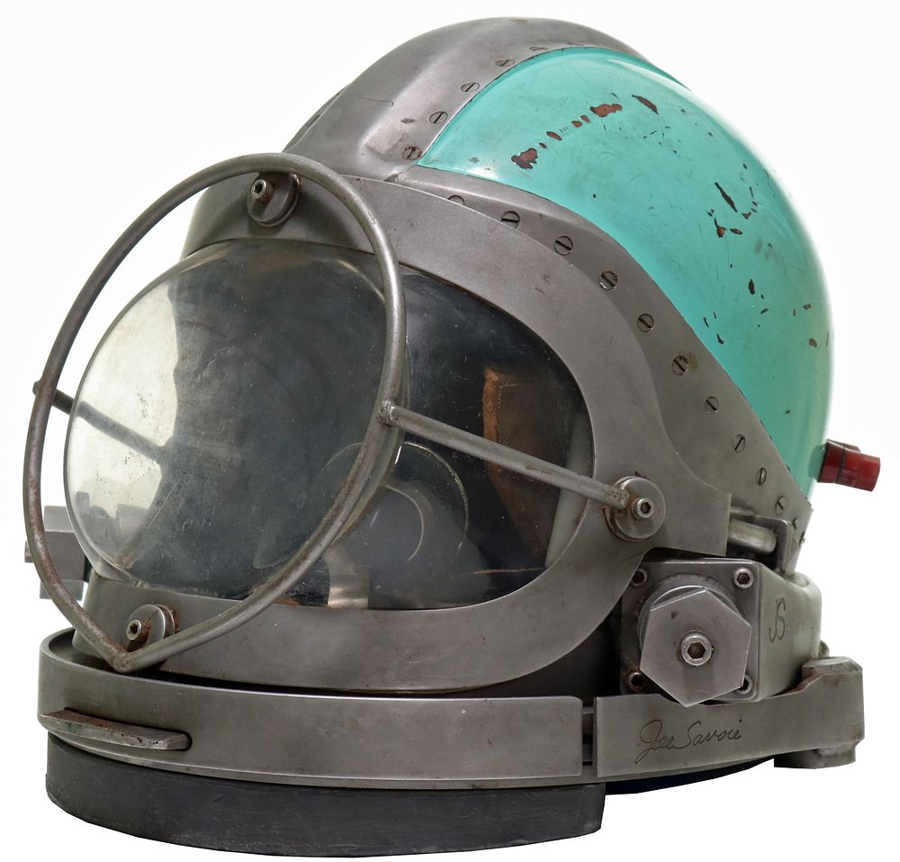 Joe Savoie Fiberglass Motorcycle Diving Helmet #57. In the 21st Century, diving helmets made by 