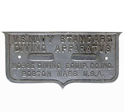 Morse Diving Equipment Diving Apparatus Plaque Aluminum. Impressive Morse Diving Equipment 