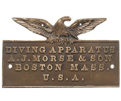 AJ Morse & Son Diving Apparatus Eagle Brass Plaque. Impressive A.J. Morse & Son Diving Apparatus 