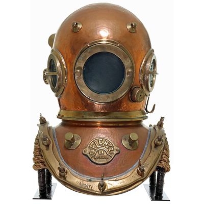 Galeazzi Marina Italian Navy Diving Helmet Polished. The Galeazzi Company was started in the 