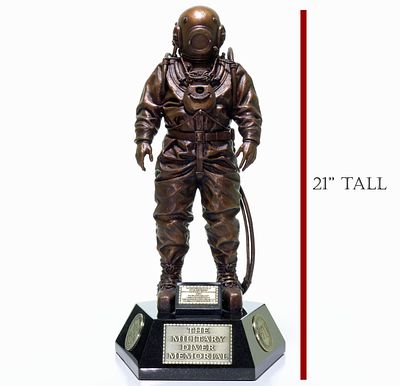 Bronze Royal Navy Siebe Gorman Diver Monument Statuette. After the success of the United States 
