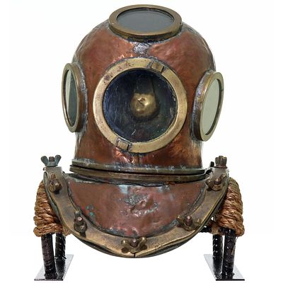Likely 4 Light Sponge Diving Helmet From Turkey . This is a nice unrestored diving helmet 