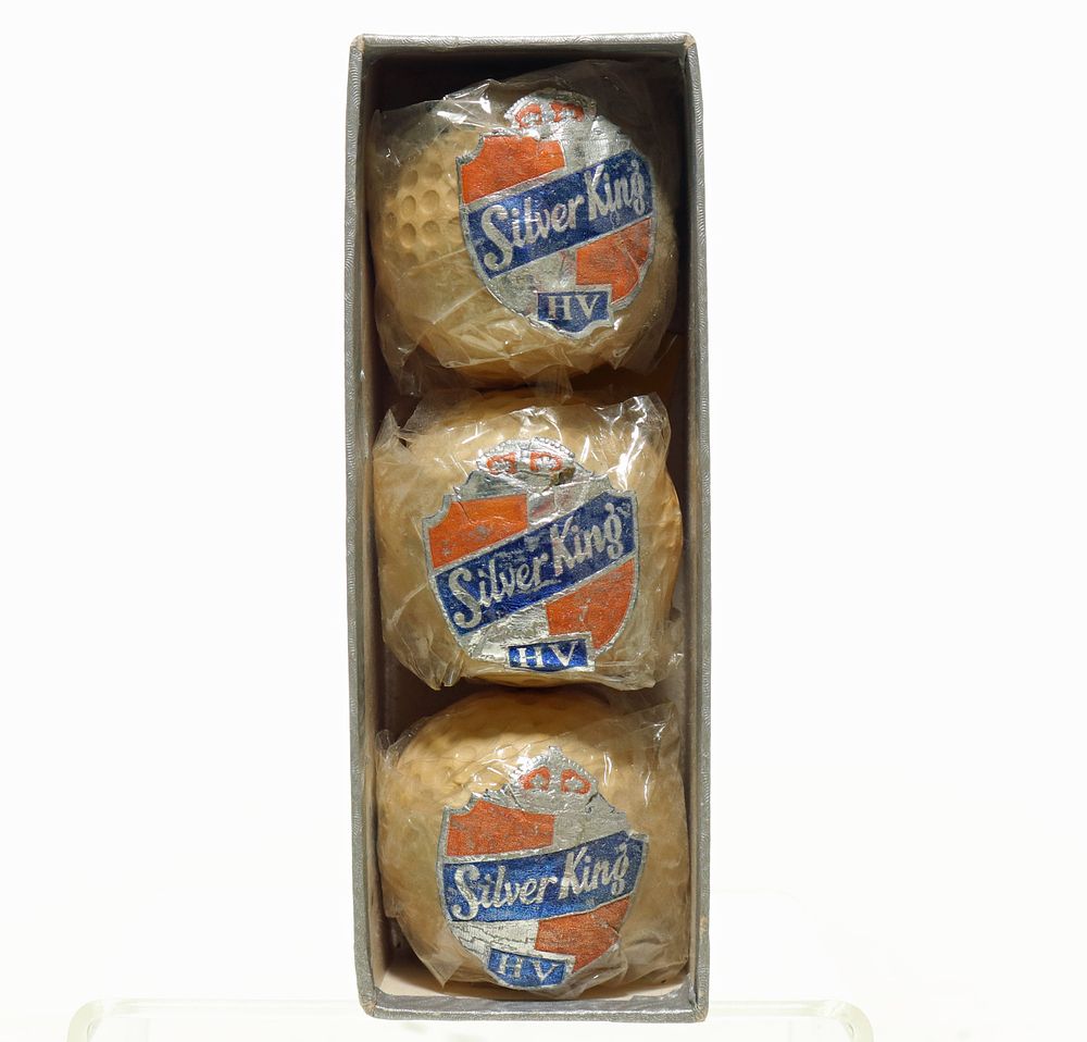 Lot 196: Three Silver King HV Golf Balls In Original Box 1930s