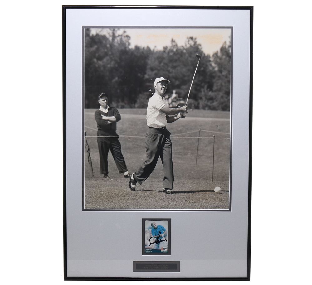 Lot 246: Framed Arnold Palmer 1958 First Masters Victory + Autographed Card