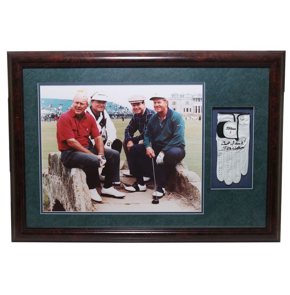 Lot 247: Framed Golf Legends With Tom Watson Autographed Glove