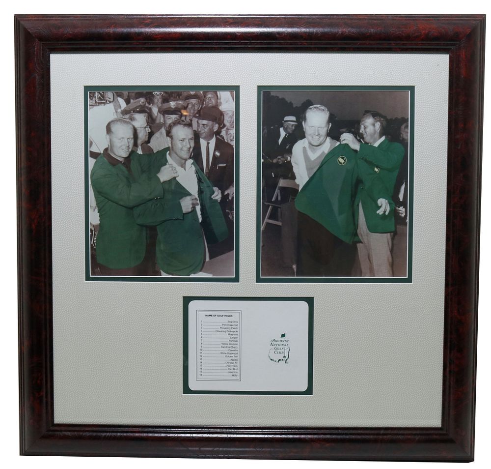 Lot 248: Framed Augusta National Scorecard w/ Jack Nicklaus and Arnold Palmer
