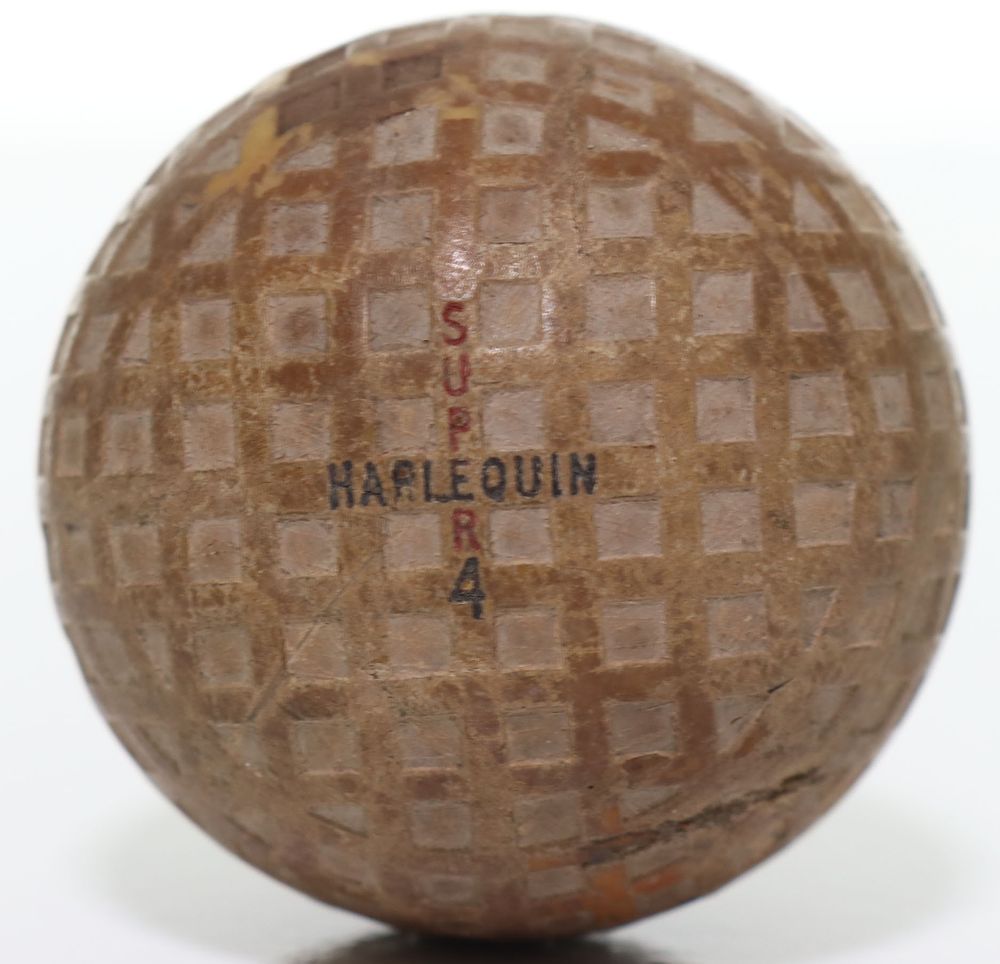 Lot 266: Super Harlequin England Mesh Pattern Antique Golf Ball 1920s
